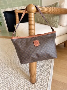 Vintage CELINE Macadam 28cm Shoulder Bag 1990s + Dust Bag Authentic